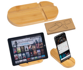 Tablet- und Smartphonehalter aus Bambus