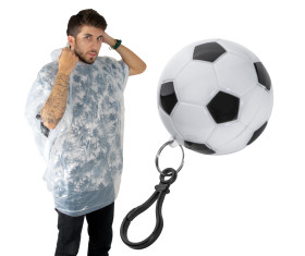Regenponcho in einer Kunststoffkugel in Fußballoptik